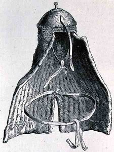 Nubian helmet, from The History of Mankind, Vol.III, by Prof. Friedrich Rayzel, 1898